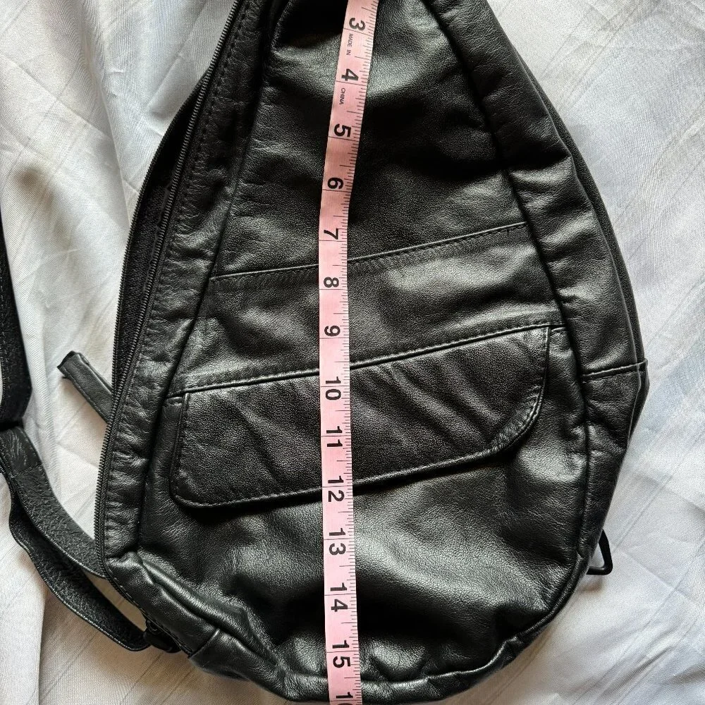 Vintage Black Leather Large Crossbody Sling Bag Organizer  Messenger Travel